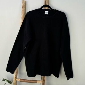 ZARA Black Crewneck Long Sleeve Sweater